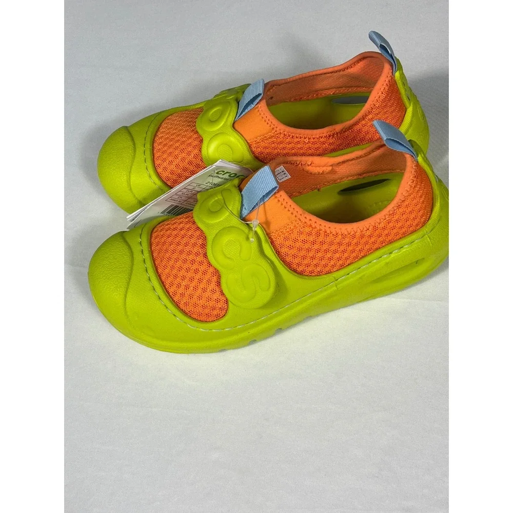 Crocs Swiftwater Splash K‎ Kids Lime Green Orange Water Shoes Sandals J2 NEW